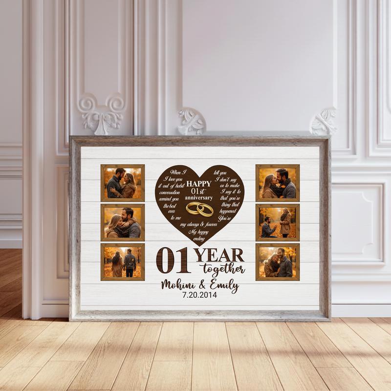 Cherish Your First Year - Personalized Rustic Photo Collage Canvas - Personalize Wall Art