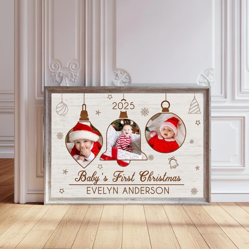 Cherished Baby's First Christmas Personalized Canvas Keepsake - Personalize Wall Art