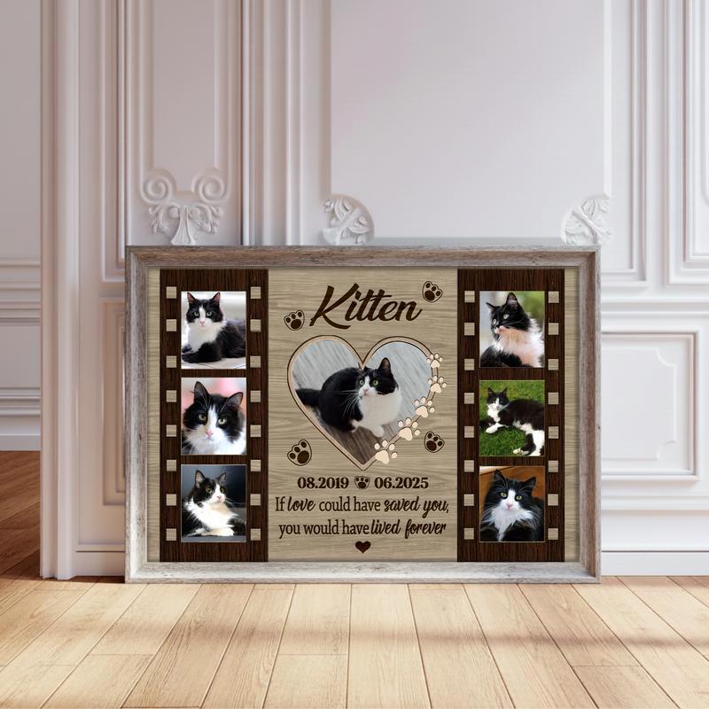 Cherished Cat Memorial Canvas - Personalized Farmhouse Tribute - Personalize Wall Art