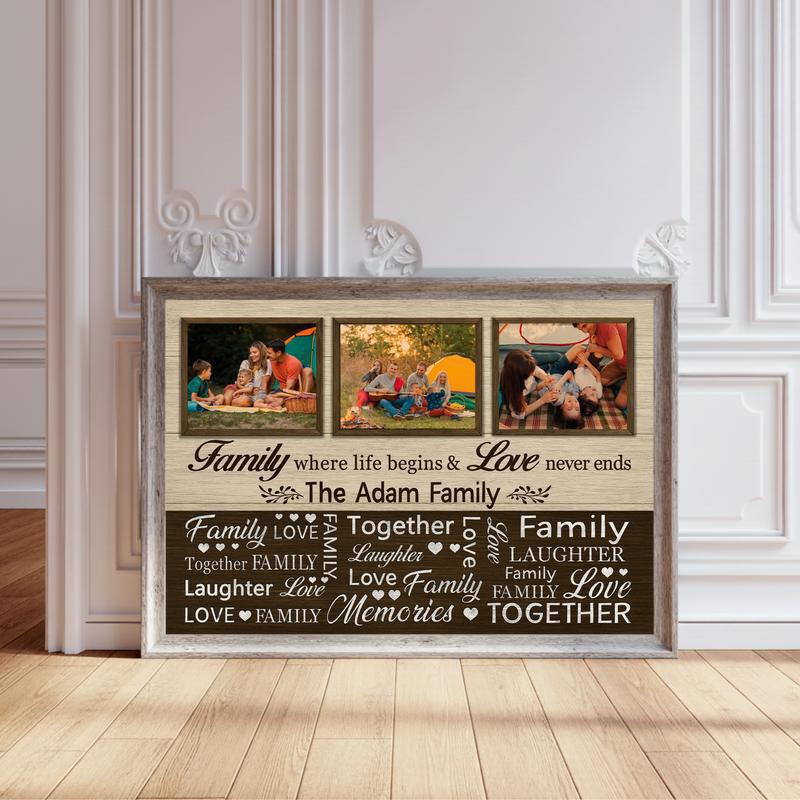 Cherished Christmas Memories - Rustic Quote & Photo Canvas - Personalize Wall Art