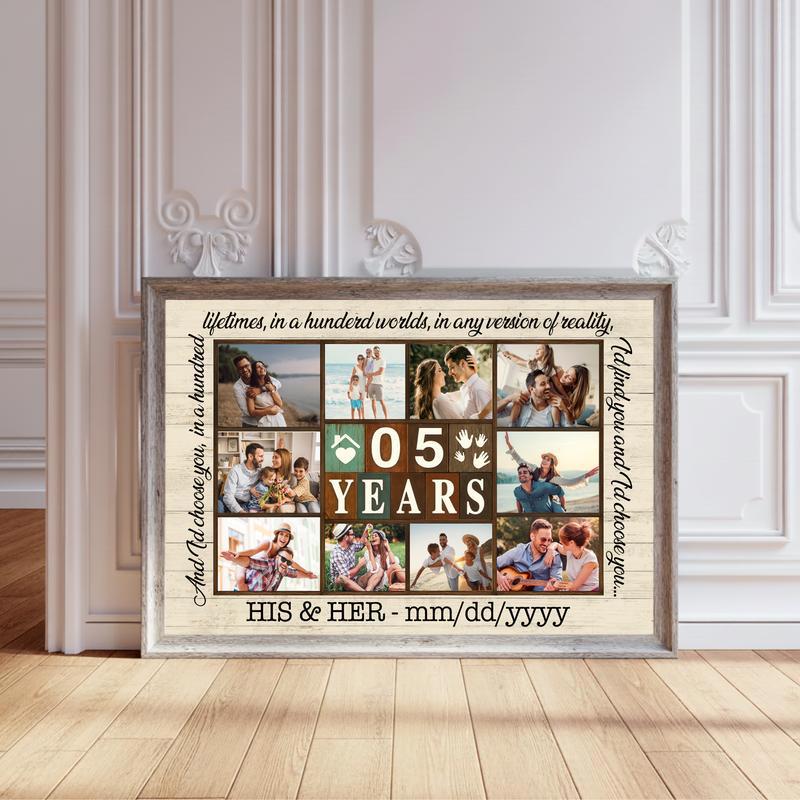 Cherished Years Together - Personalized Photo Collage Canvas Gift - Personalize Wall Art