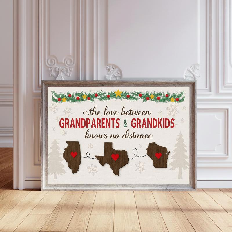 Christmas Custom Long Distance Grandparents And Grandkids Canvas - Personalize Wall Art