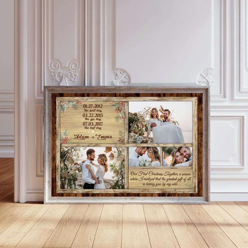 Chronicle Your Love Story - Custom Photo Timeline Christmas Canvas - Personalize Wall Art