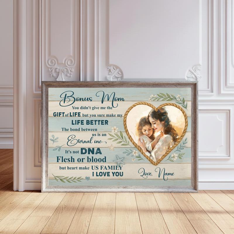 Coastal Farmhouse Wall Art Gift For Stepmom Personalized Canvas - Personalize Wall Art