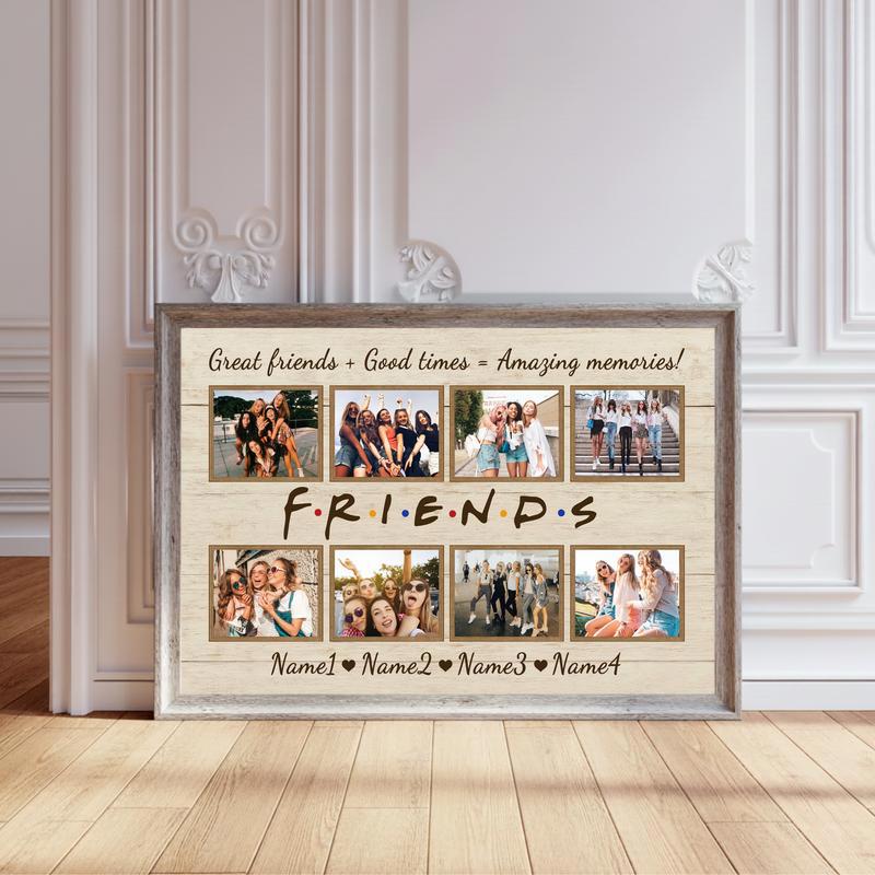 Custom Best Friend Photo Collage Canvas - Unique Friendship Gift - Personalize Wall Art