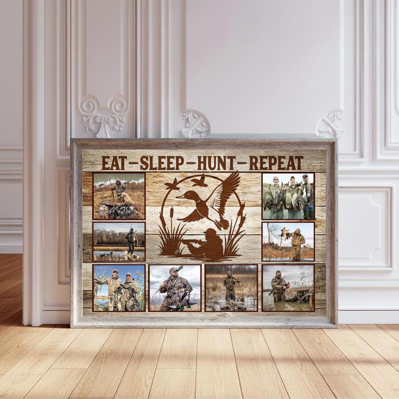 Custom Duck Hunter Photo Canvas - Rustic Waterfowl Collage Gift - Personalize Wall Art