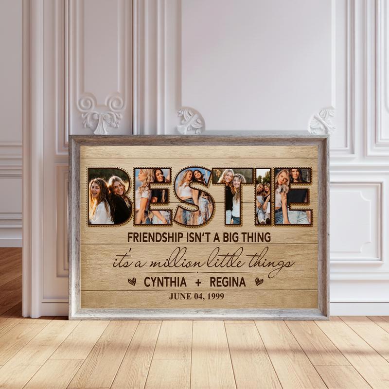Custom Farmhouse Photo Collage Gift For Your Bestie Canvas - Personalize Wall Art
