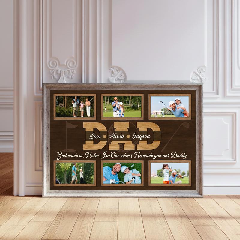 Custom Golf Dad Photo Canvas - Father's Day Or Birthday Gift - Personalize Wall Art