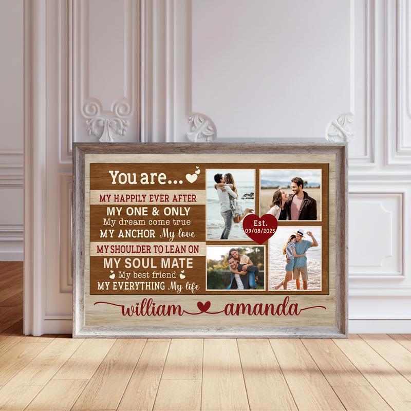 Custom My Happily Ever After Photo Collage Canvas Anniversary - Personalize Wall Art