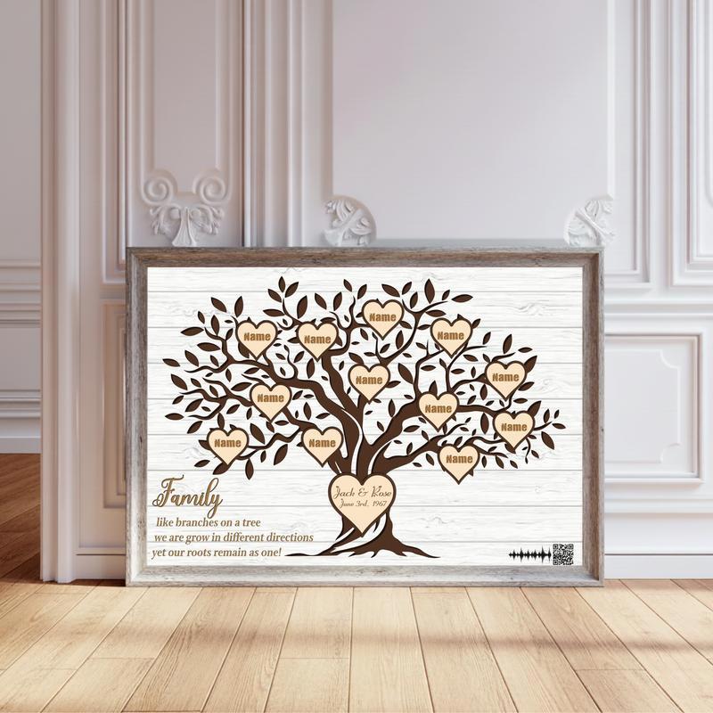 Personalized Family Love Rustic Canvas - Family Tree Story Art - Personalize Wall Art