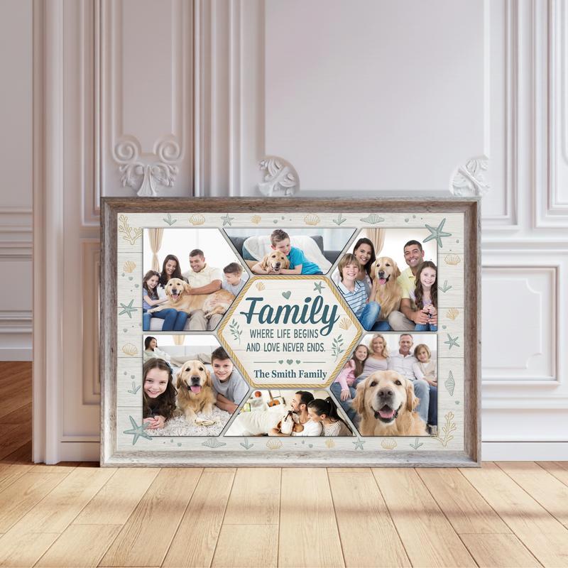 Family Memories Keepsake - Custom Family Photo Collage Canvas - Personalize Wall Art