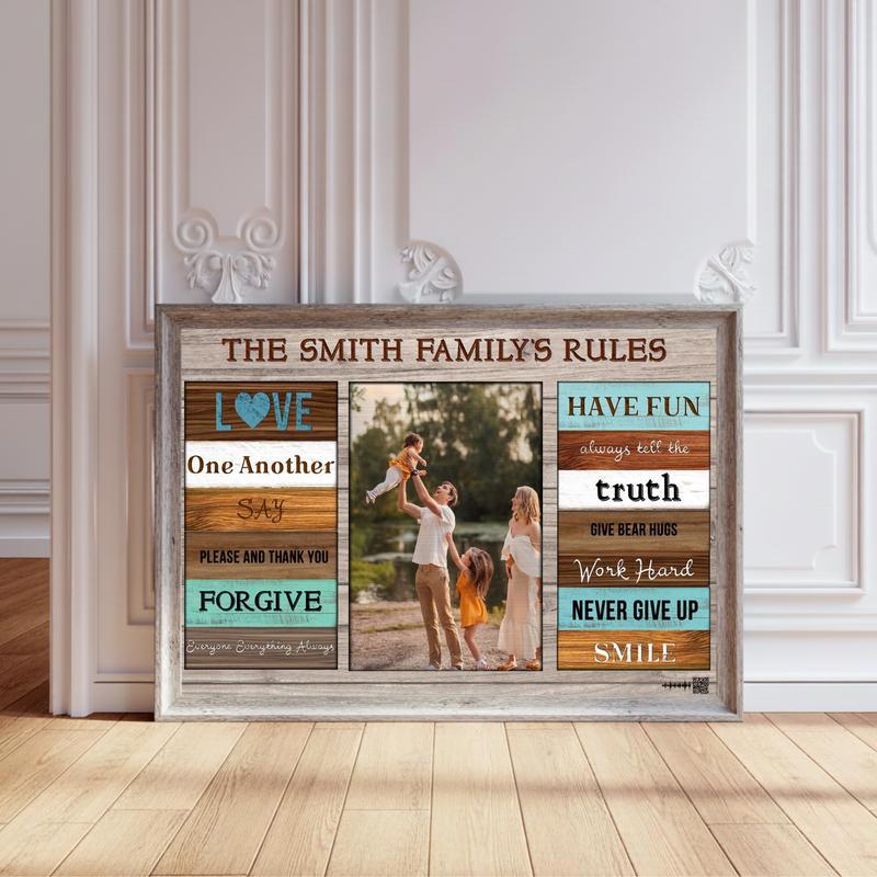 Home's Values Custom Family Rule Wall Art Canvas - Personalize Wall Art