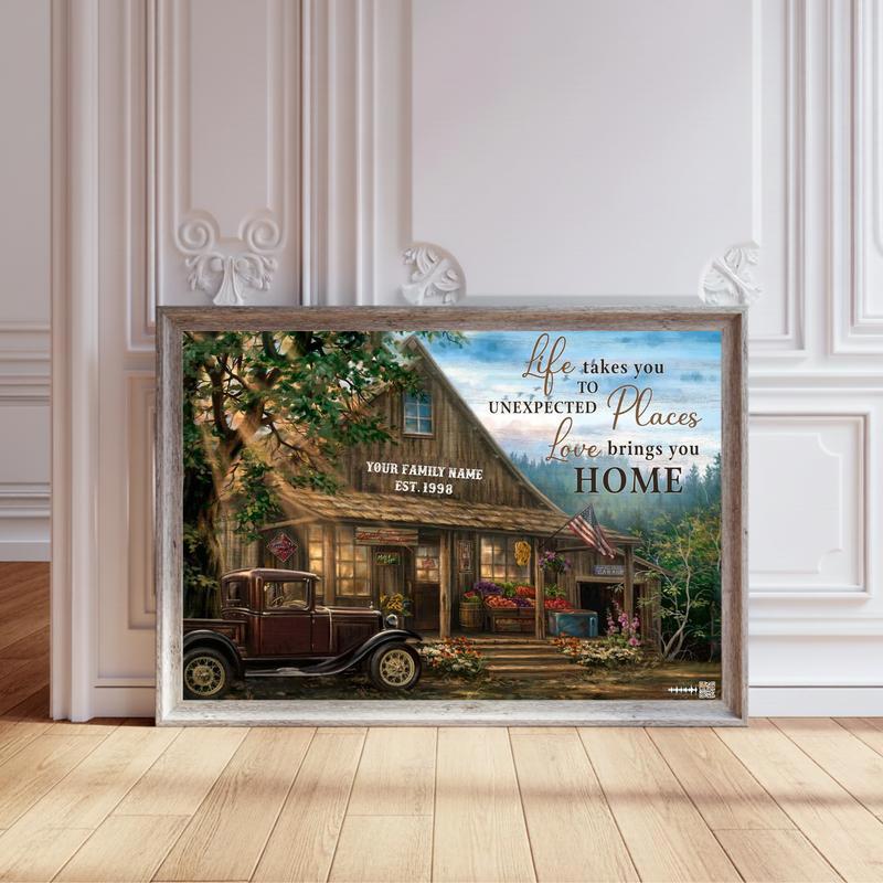 Unexpected Places Map Art Custom Family Name Canvas - Personalize Wall Art