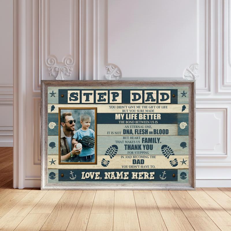 Father’s Day Gift For Bonus Dad - Personalized Photo Canvas - Personalize Wall Art
