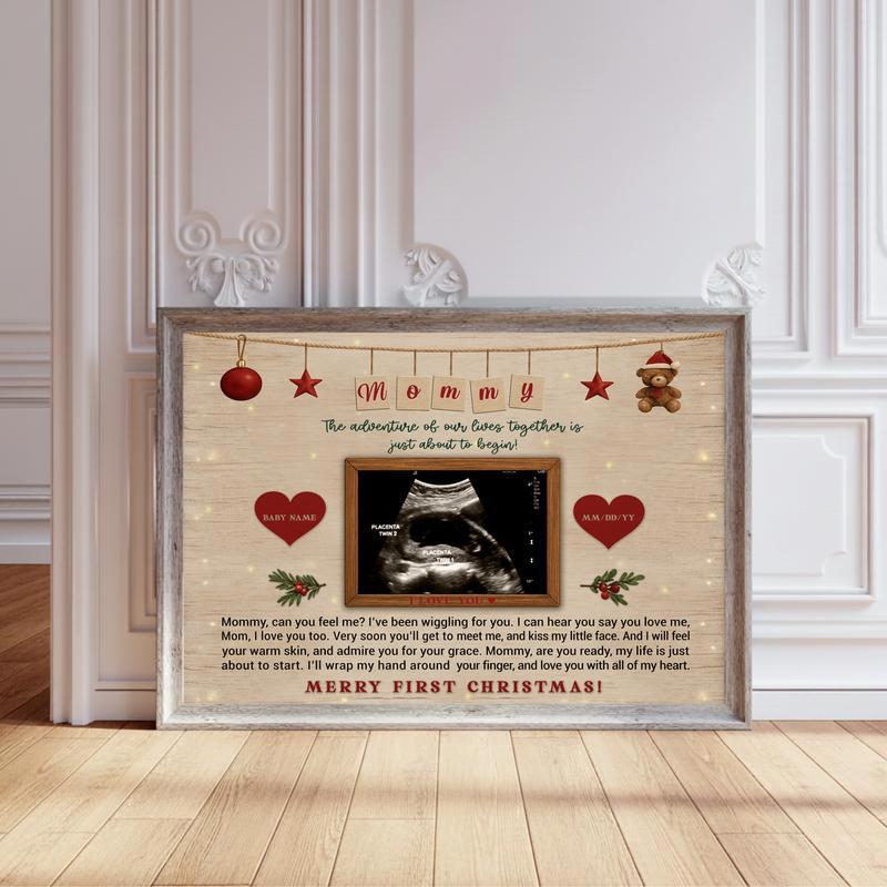 First Christmas Mommy Ultrasound Photo Keepsake Canvas - Personalize Wall Art