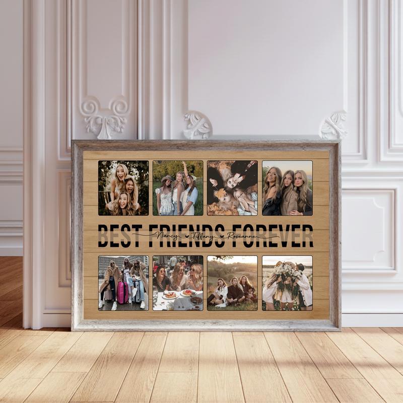 For My Bestie - Personalized Rustic Photo Keepsake Canvas - Personalize Wall Art