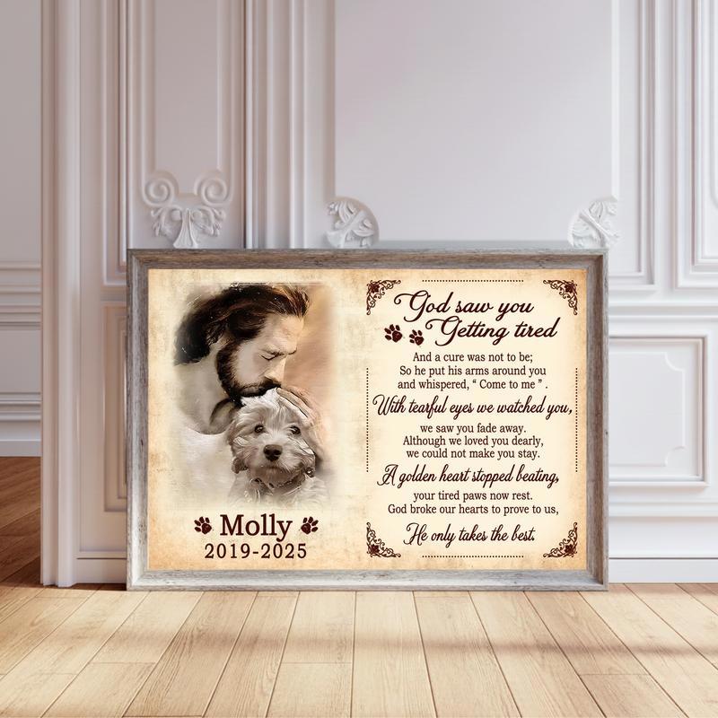 Forever Loved Dog Memorial Portrait - Angel Pet Loss Tribute Canvas - Personalize Wall Art