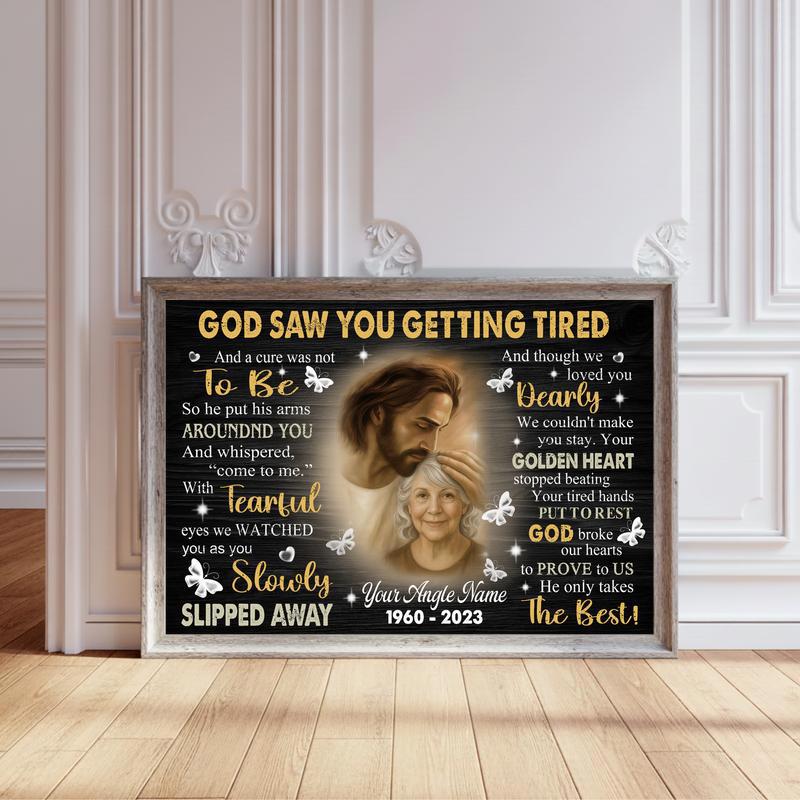 Forever Loved Safe In Jesus' Arms Dad Mom Memorial Canvas - Personalize Wall Art