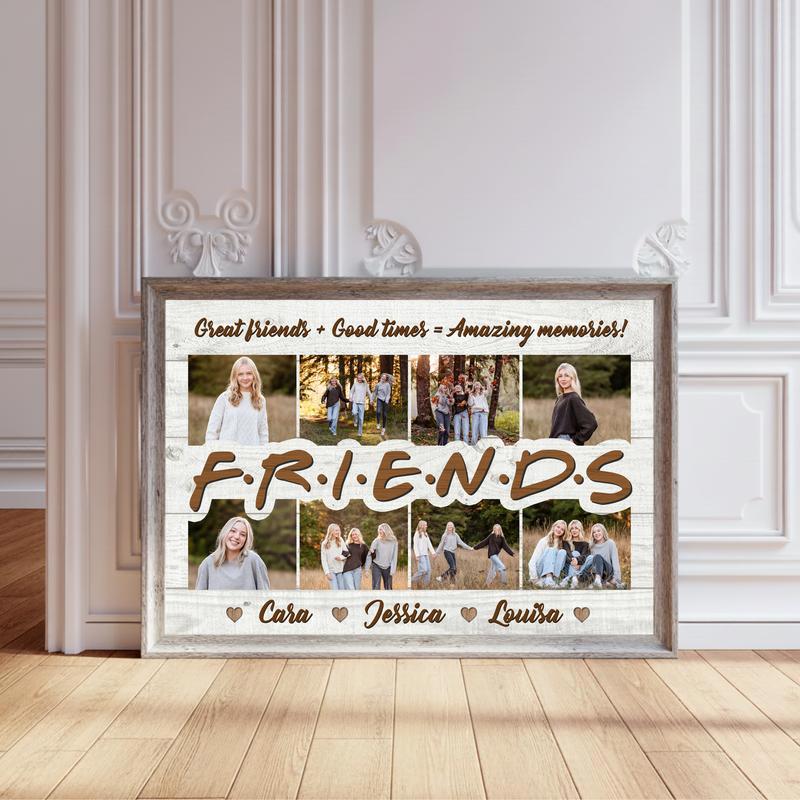 Friendship's Heartfelt Keepsake, Custom Photo Collage Canvas - Personalize Wall Art
