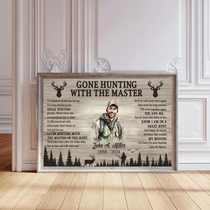 Gone Hunting With The Master Memorial Keepsake Canvas - Personalize Wall Art