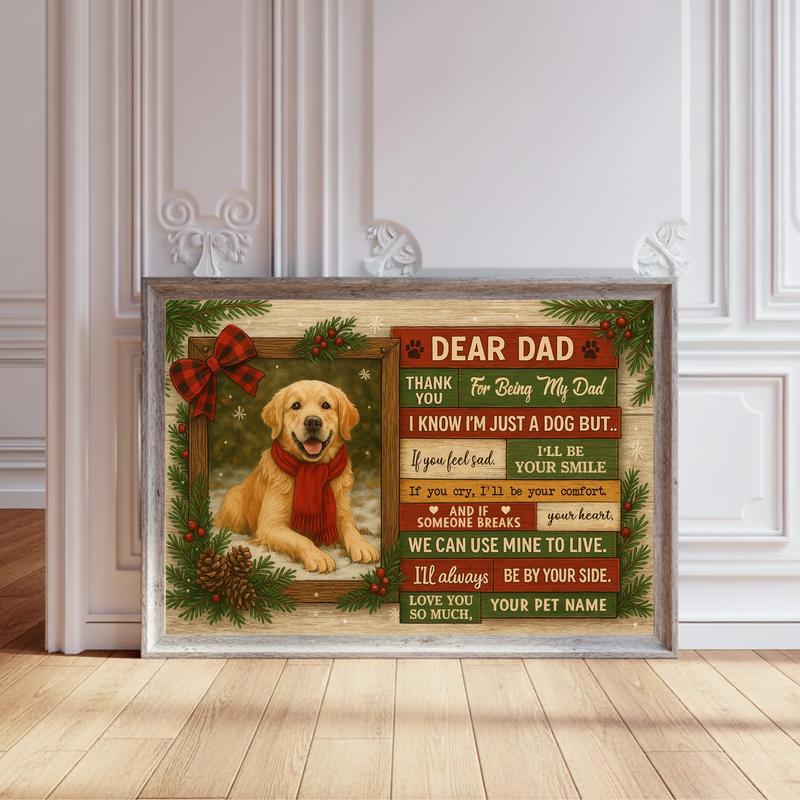 Heartfelt Custom Fall Dog Portrait Gift For Dog Dad Canvas - Personalize Wall Art