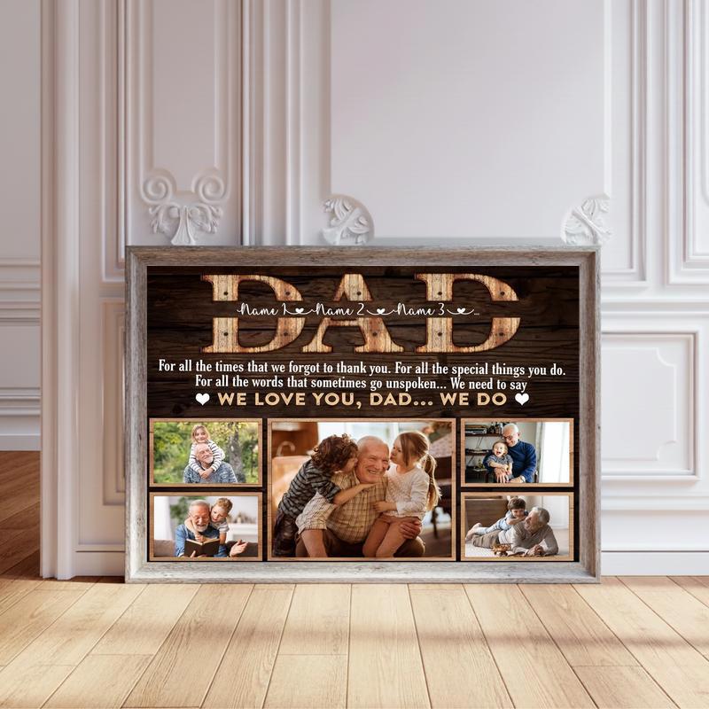 Dad's 5-Photo Christmas Keepsake Personalized Canvas Gift - Personalize Wall Art
