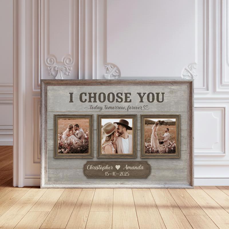 'I Choose You' Proposal Photo Collage Gift For Couples Canvas - Personalize Wall Art
