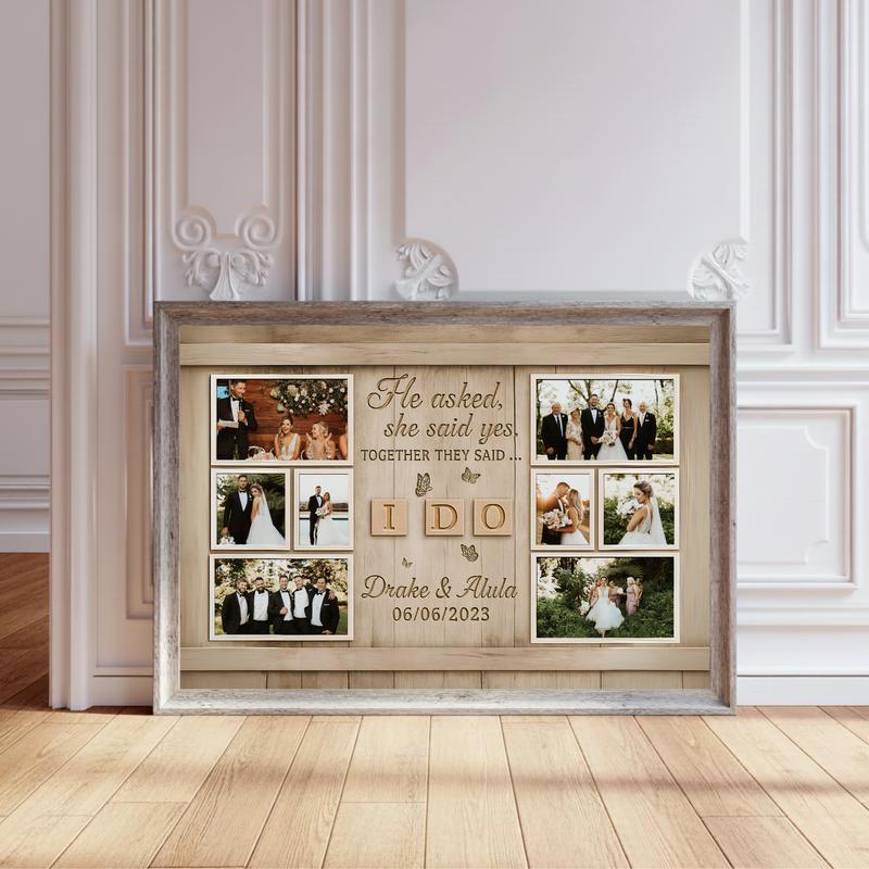 "I Do" Custom Photo Collage - Personalized Newlywed Canvas - Personalize Wall Art