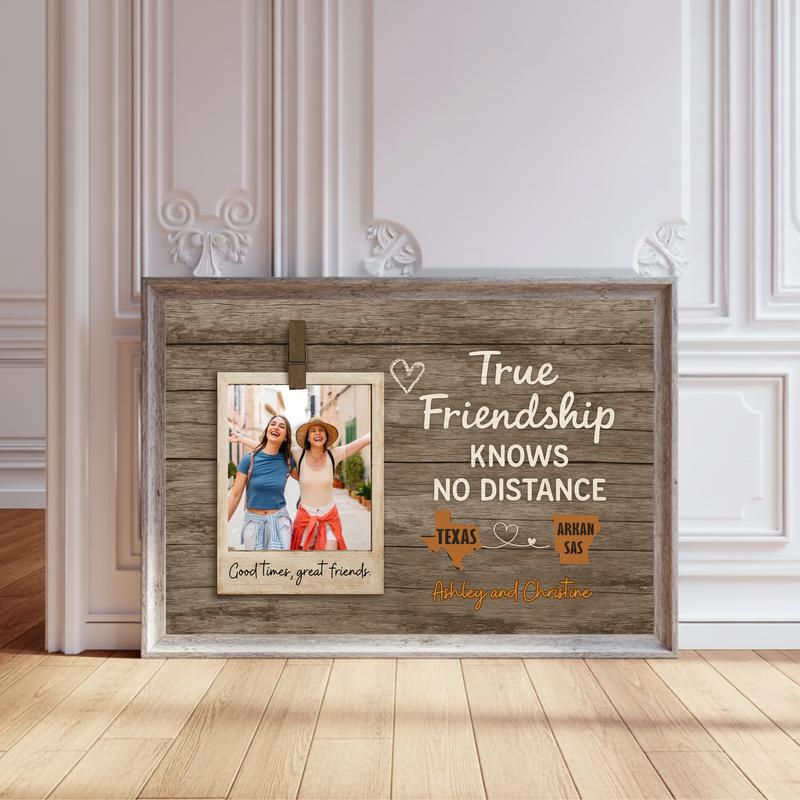 Keep Us Close - Custom States & Photo Friendship Canvas - Personalize Wall Art