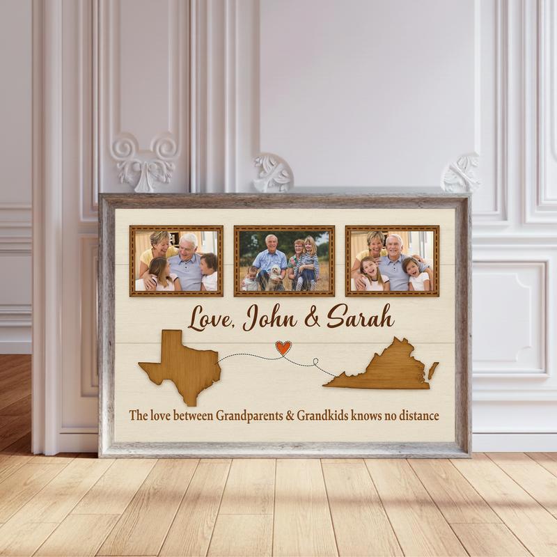 Love Between Grandparents & Grandkids - Long Distance Canvas - Personalize Wall Art
