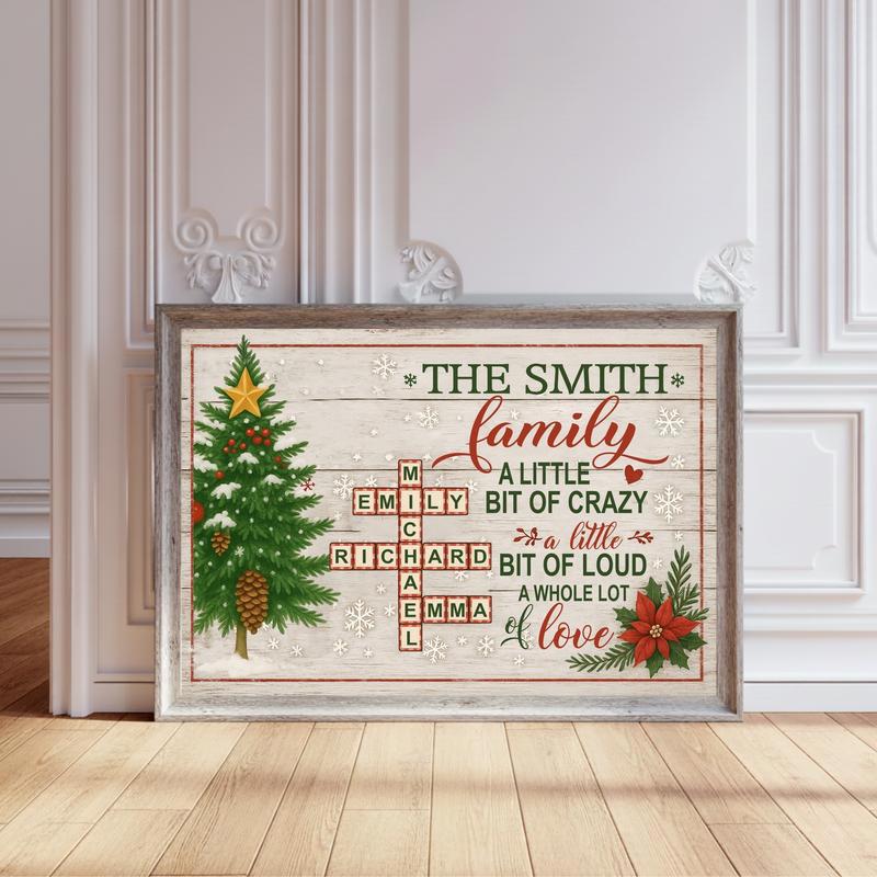 Meaningful Christmas Gift - Custom Family Name Crossword Canvas - Personalize Wall Art