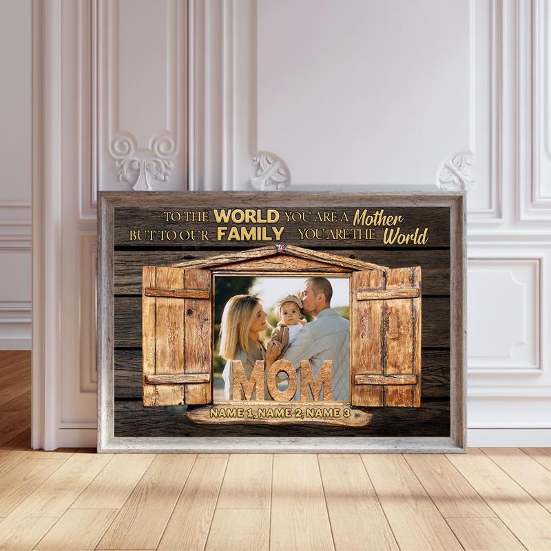 A Mother's World Personalized Photo Canvas Gift Keepsake - Personalize Wall Art