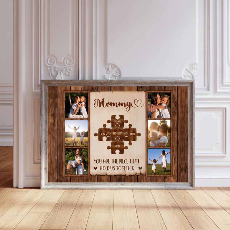 Mom's Love Connects Us Custom Photo Canvas Wall Art - Personalize Wall Art