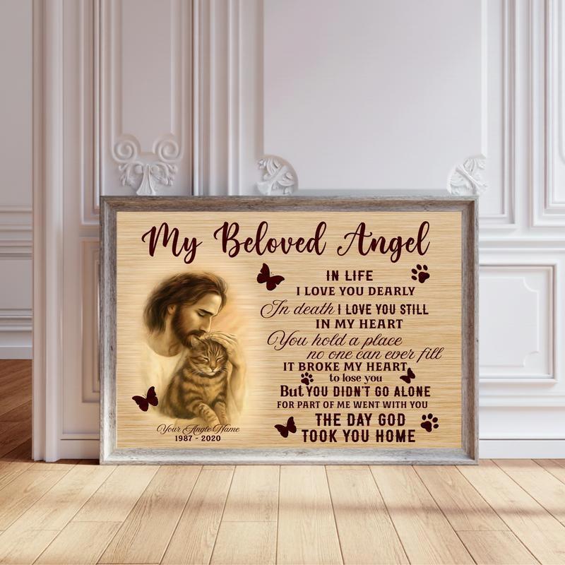 Angel Wings Memorial Canvas A Custom Cat Photo Keepsake - Personalize Wall Art