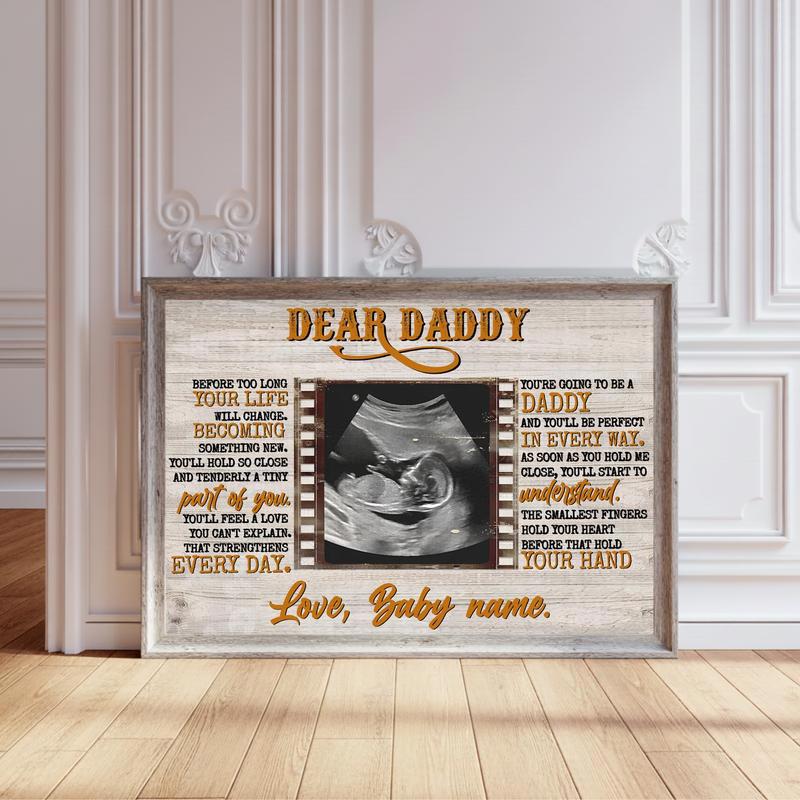 Daddy's First Glimpse Personalized Ultrasound Photo Canvas - Personalize Wall Art