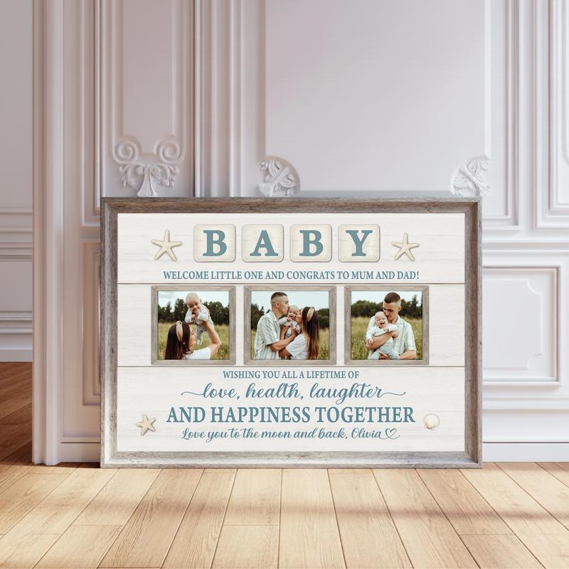 Newborn Milestone Photo Keepsake, Personalized Farmhouse Canvas - Personalize Wall Art