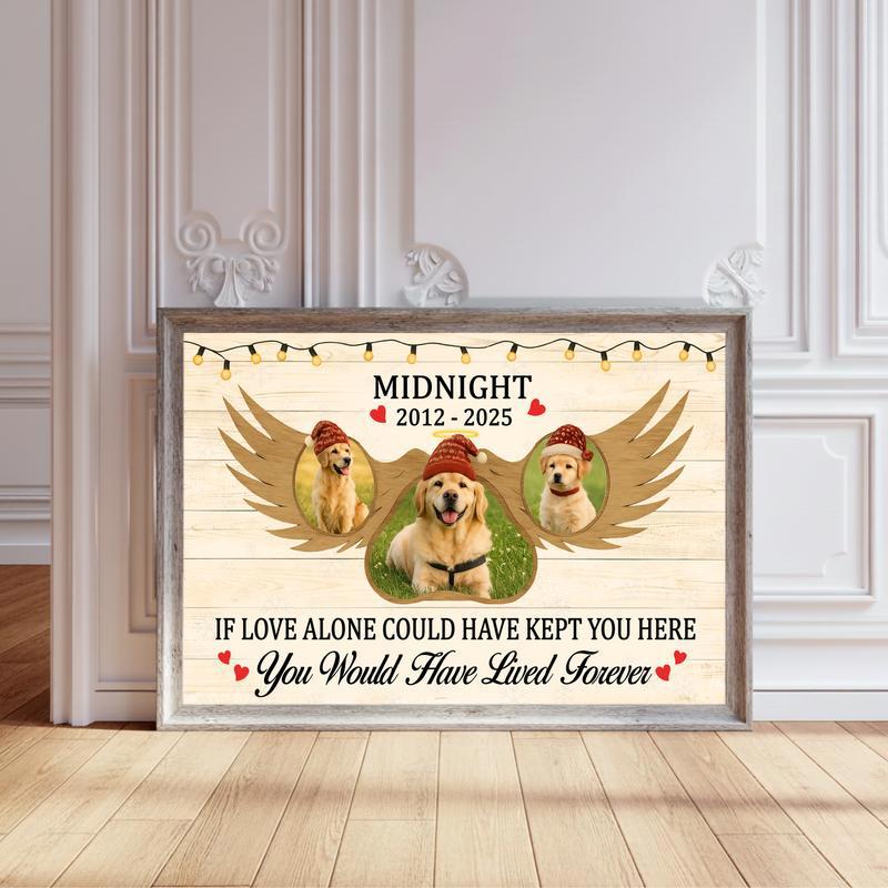 Our Angel Dog Personalized Farmhouse Christmas Canvas - Personalize Wall Art