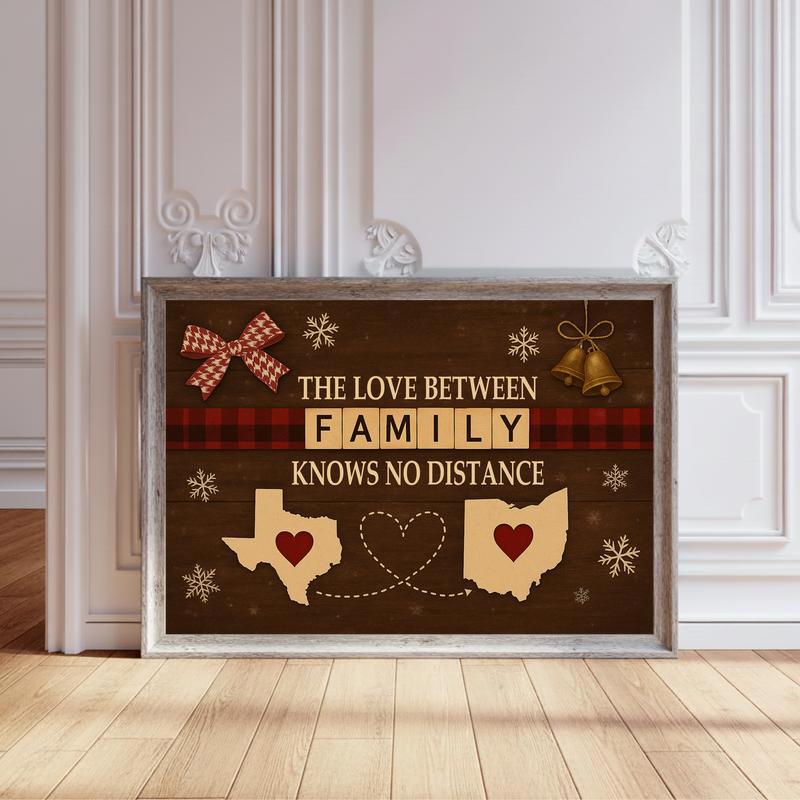Our Hearts Connect - Custom Long Distance Christmas Gift Canvas - Personalize Wall Art
