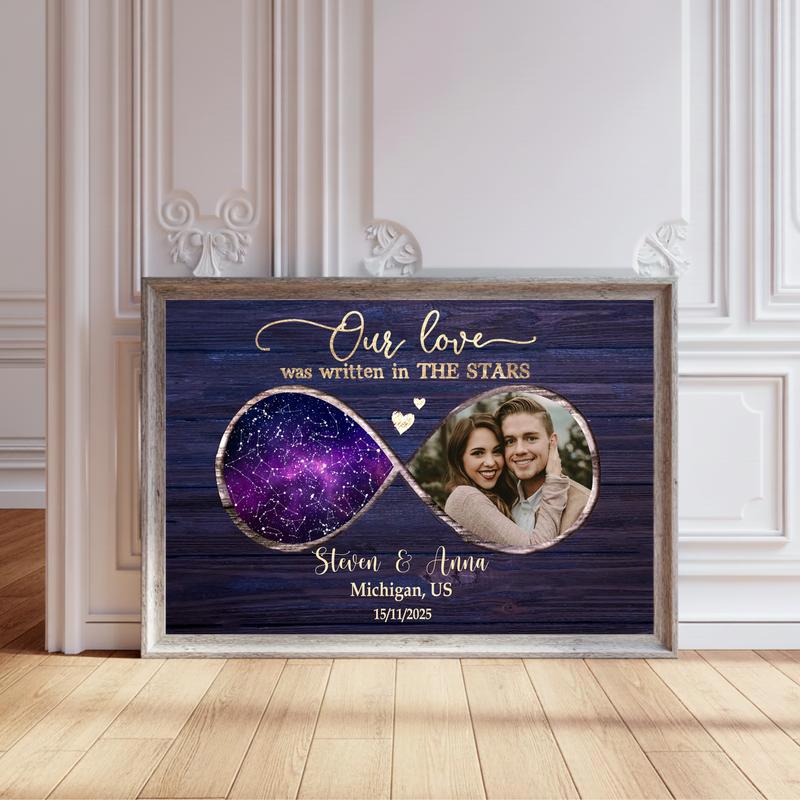 Our Love Was Written In The Stars - Custom Star Map Couple Canvas - Personalize Wall Art