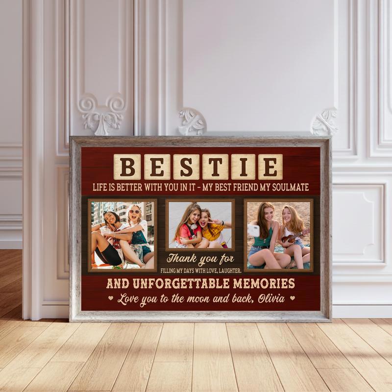 Personalized Best Friend Canvas - Unique Gift For Bestie Birthday - Personalize Wall Art