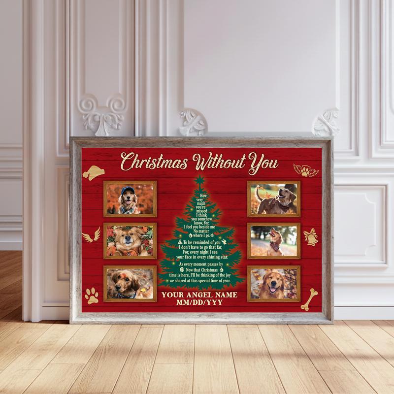 Personalized "Christmas Without You" Dog Remembrance Canvas - Personalize Wall Art