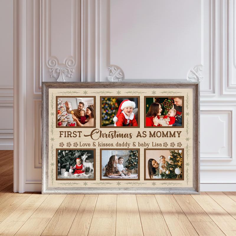 Personalized First Christmas As Mommy Canvas - New Mom Keepsake - Personalize Wall Art