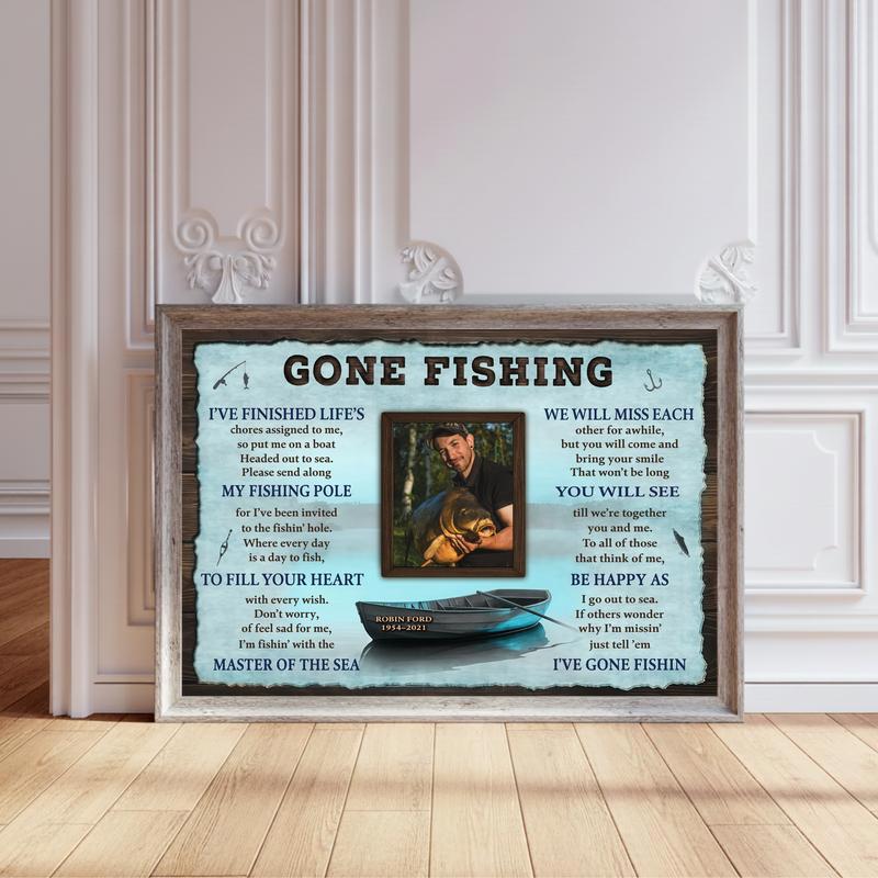 Personalized Fisherman's Memorial Dates & Photo Canvas - Personalize Wall Art