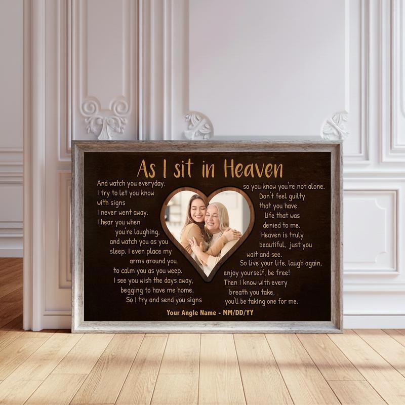 Personalized Poem Keepsake - "As I Sit In Heaven" Memorial Canvas - Personalize Wall Art