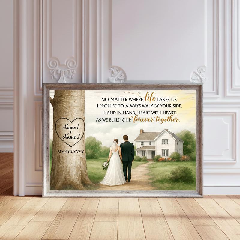 Personalized Tree Carved Heart - Forever Together Wedding Canvas - Personalize Wall Art