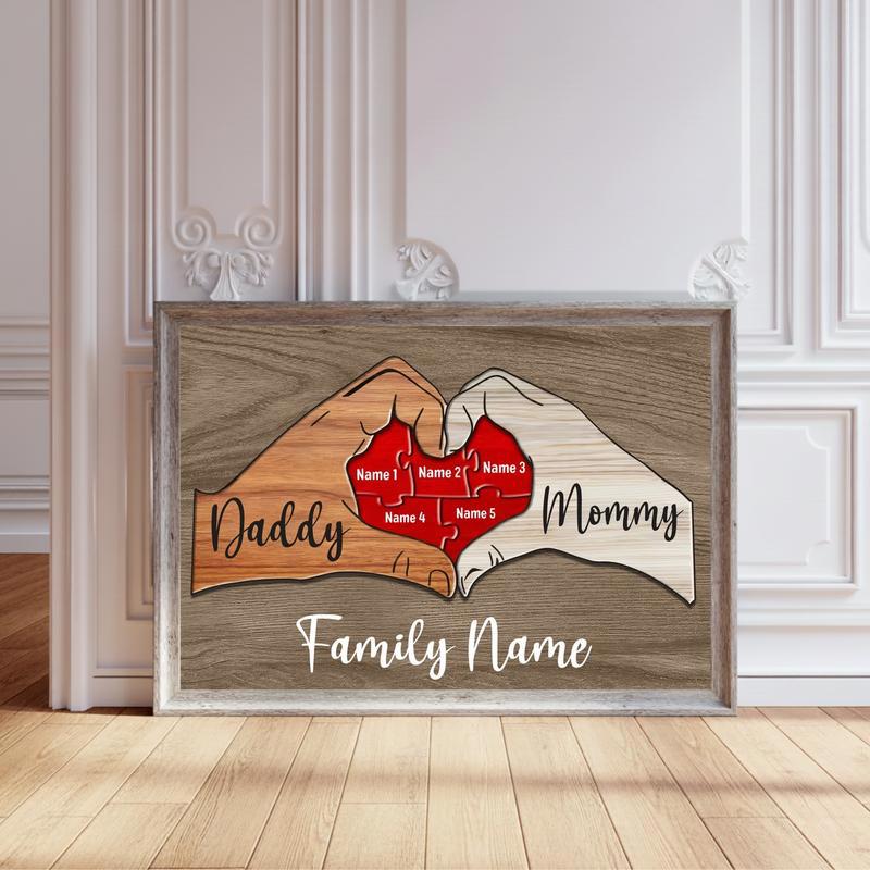 Custom Wooden Puzzle Canvas Heartfelt Family Bond Keepsake - Personalize Wall Art
