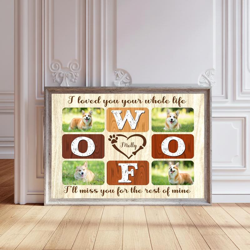 Pet Loss Healing - Farmhouse Dog Photo Collage Canvas - Personalize Wall Art