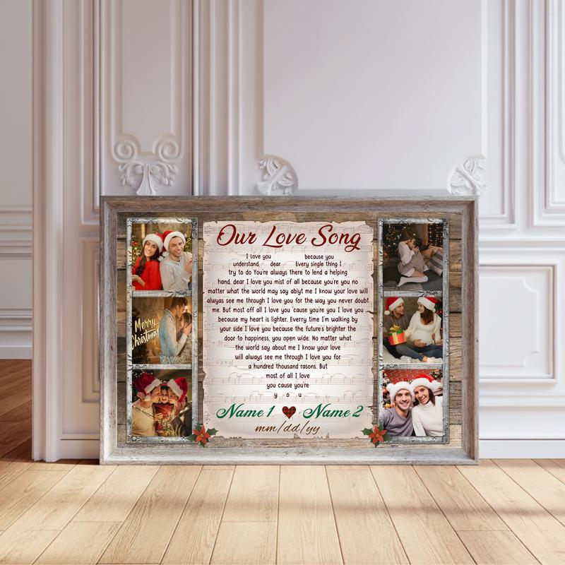 Romantic Gift For Couple - Custom Christmas Love Song Canvas - Personalize Wall Art