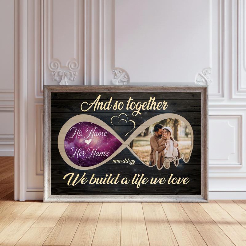 Romantic Star Map & Photo Couple Canvas - Valentine's Day Gift - Personalize Wall Art