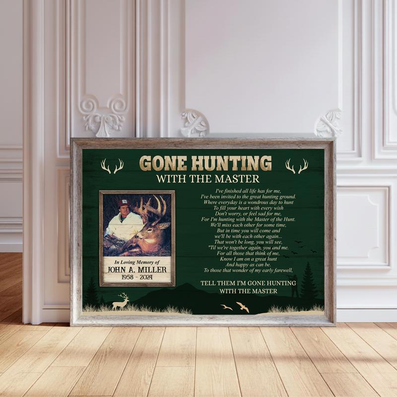 Rustic Tribute To The Master Hunter - Personalized Memorial Canvas - Personalize Wall Art